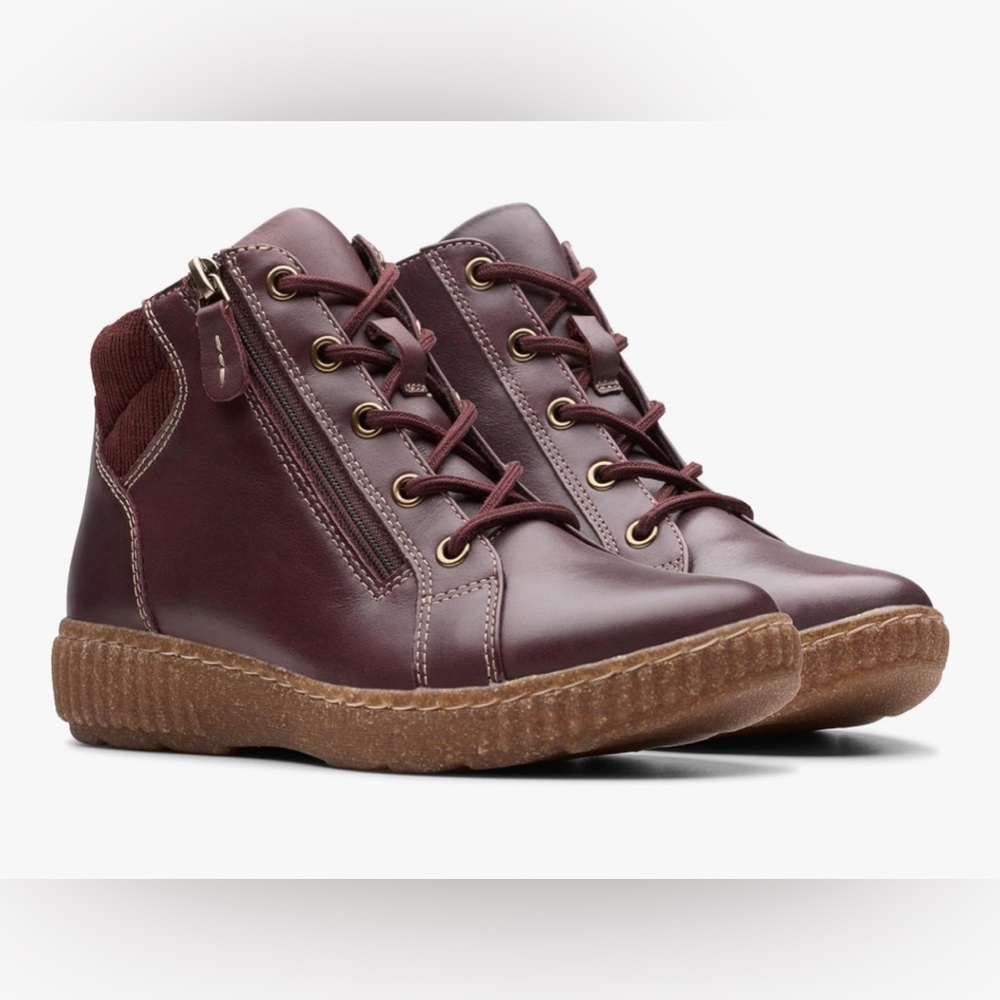 Clarks Caroline Park Wine Colored Boots